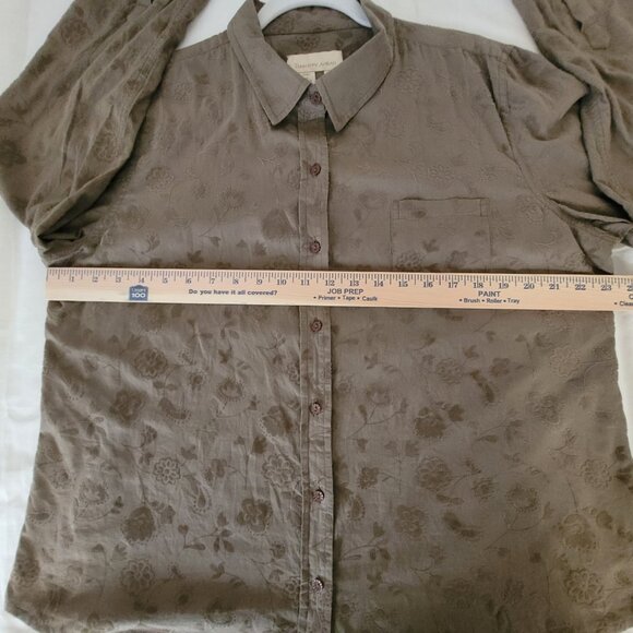 Territory Ahead Floral Brown Long Sleeve Shirt Flocked  Designs Size XL - Picture 11 of 14